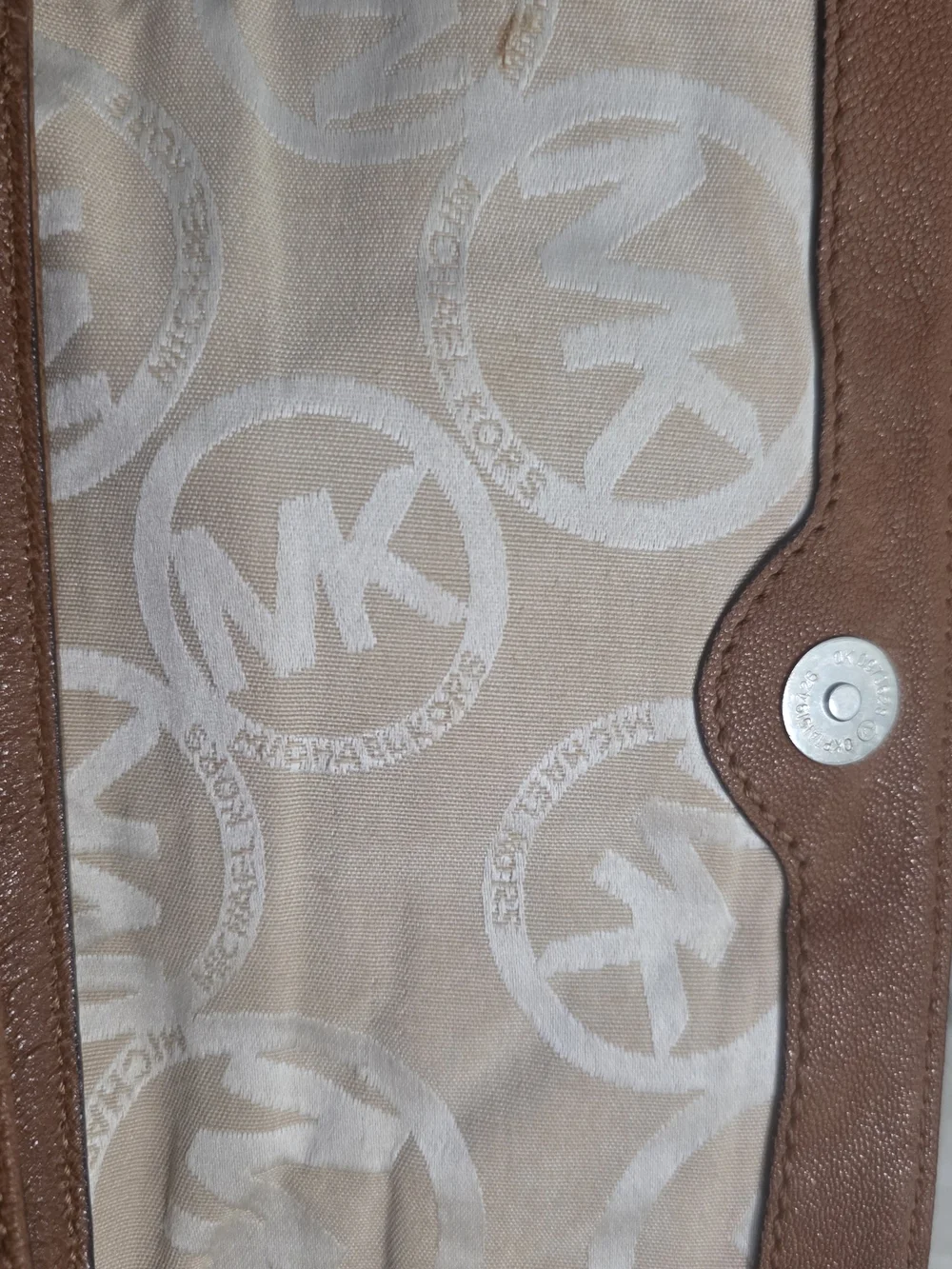 Michael Kors Brown Pebbled Leather Medium Shoulder Bag Chain Strap Padlock Purse